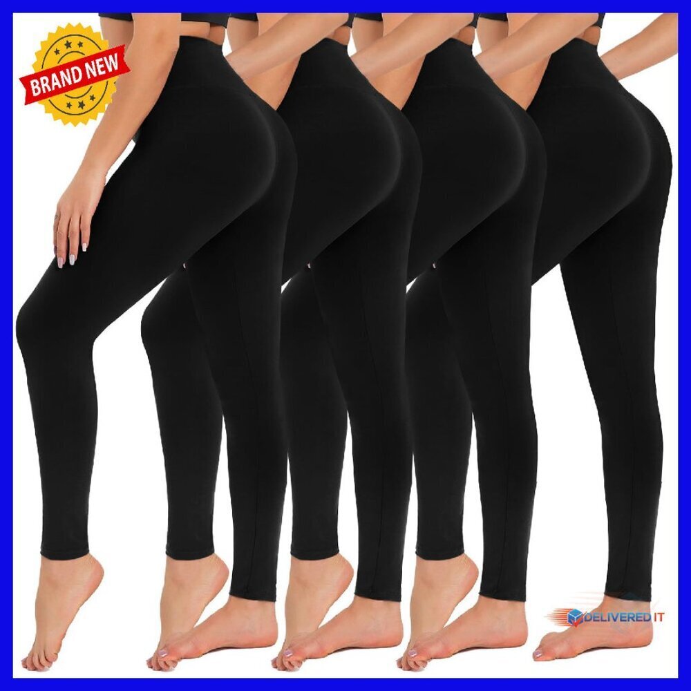High Waisted Tummy Control Yoga Pants 4 Pack Plus Size Workout Leggings